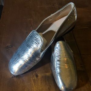 STUART WEITZMAN Myguy loafer silver leather 6 new
